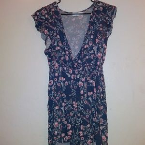 Floral romper v neck